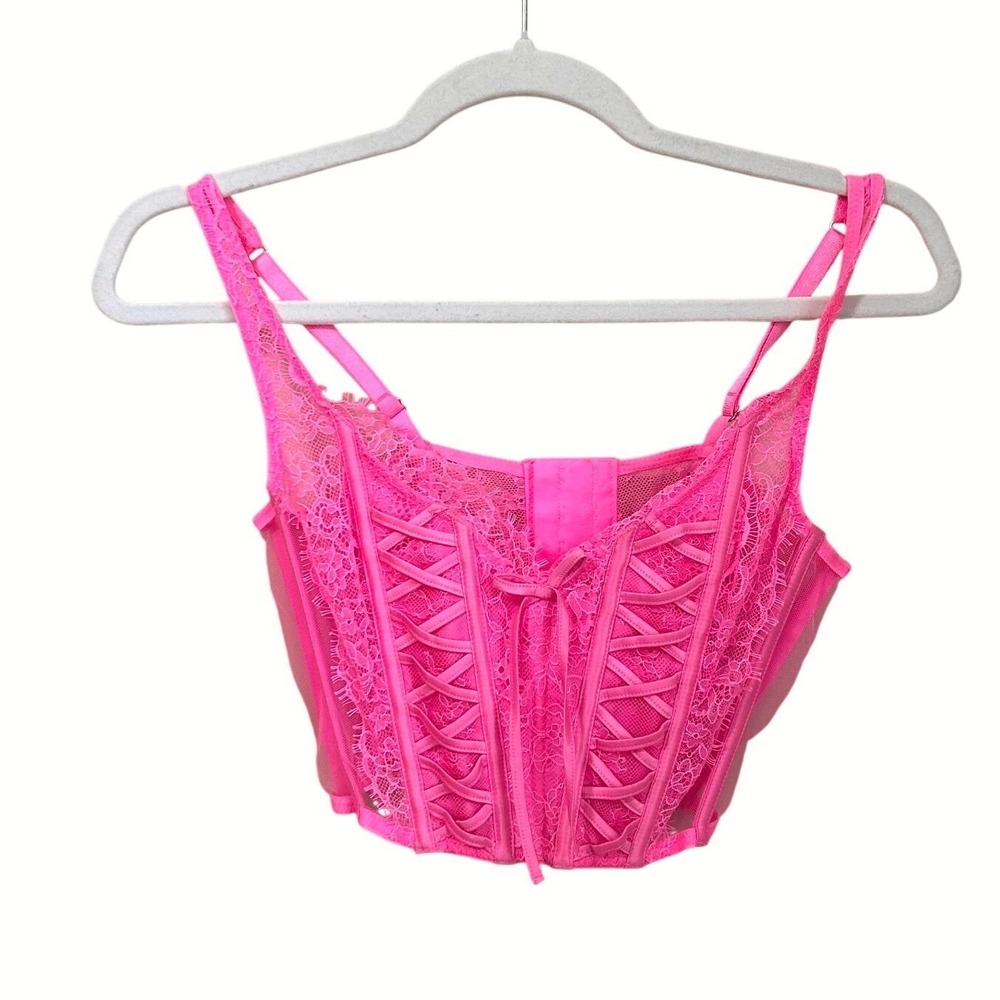 Victorias Secret Dream‎ Angels Lace-Up Corset Top Pink Size S Coquette Fairy